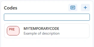 Voorbeeld van een nieuw aangemaakte code in de codelijst van LiquidoDocs Explorer.