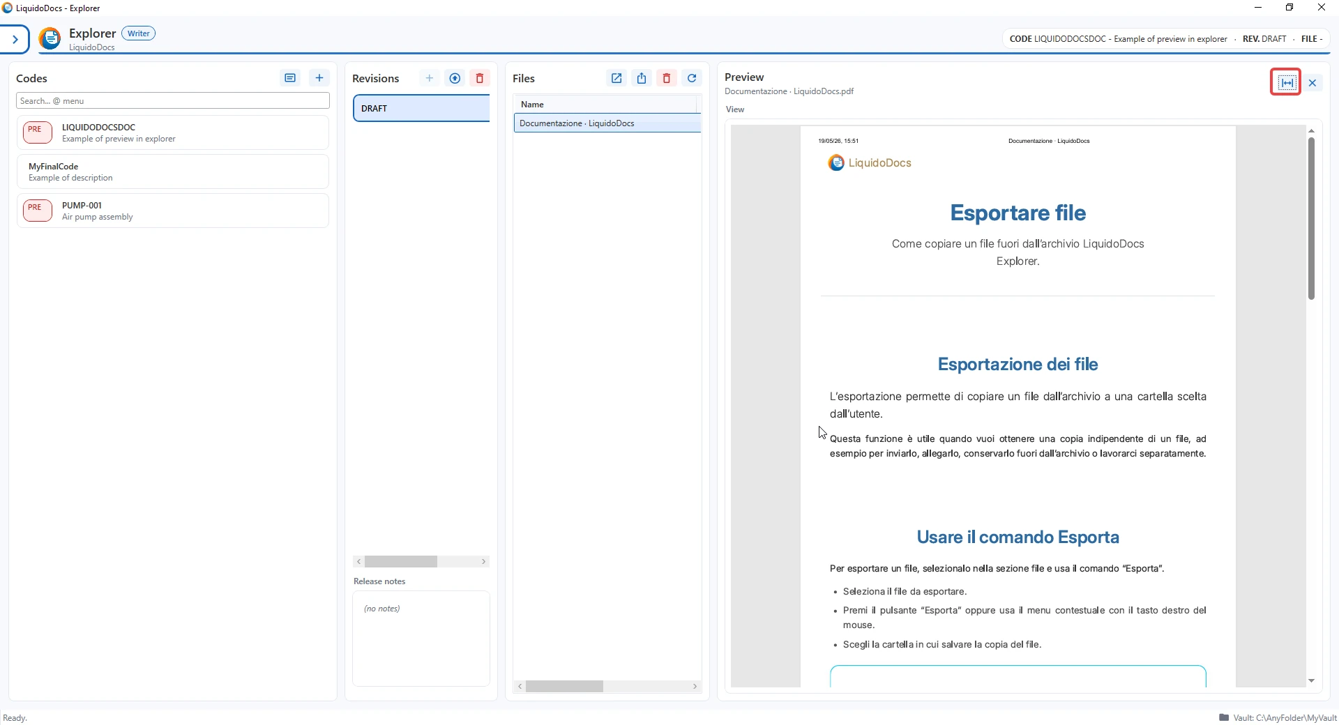 Bestandsvoorbeeldpaneel in LiquidoDocs Explorer.